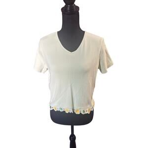 Westbound Light Green Embroidered Lemon-Lime V-Neck Top – Size MP